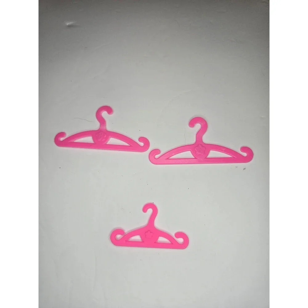 Lot of 3 Barbie Hangers Hot Pink Doll Clothes